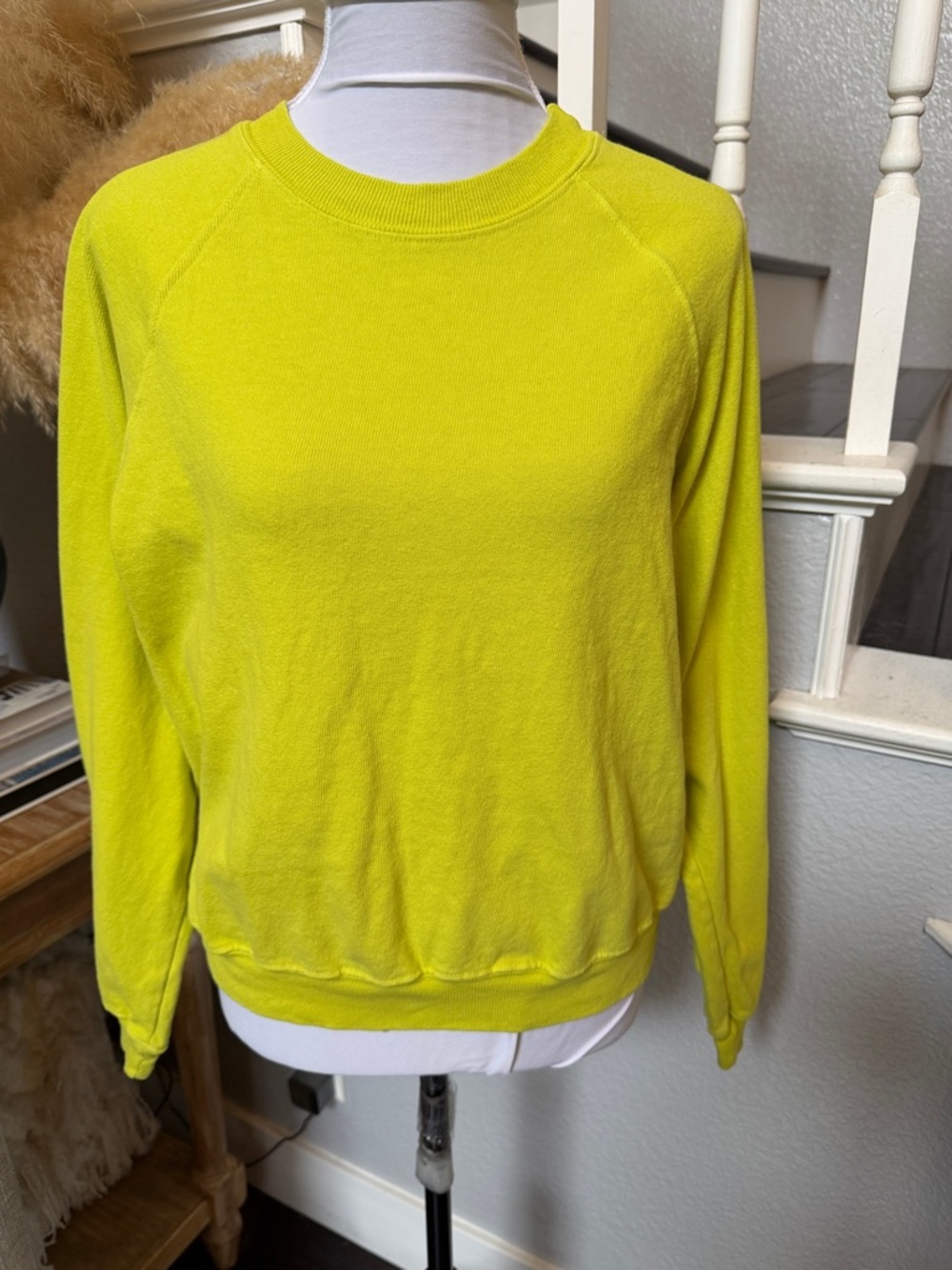 LEEN Oak Raglan Heavy Jersey Sweatshirt Size Small citron - Picture 2 of 7